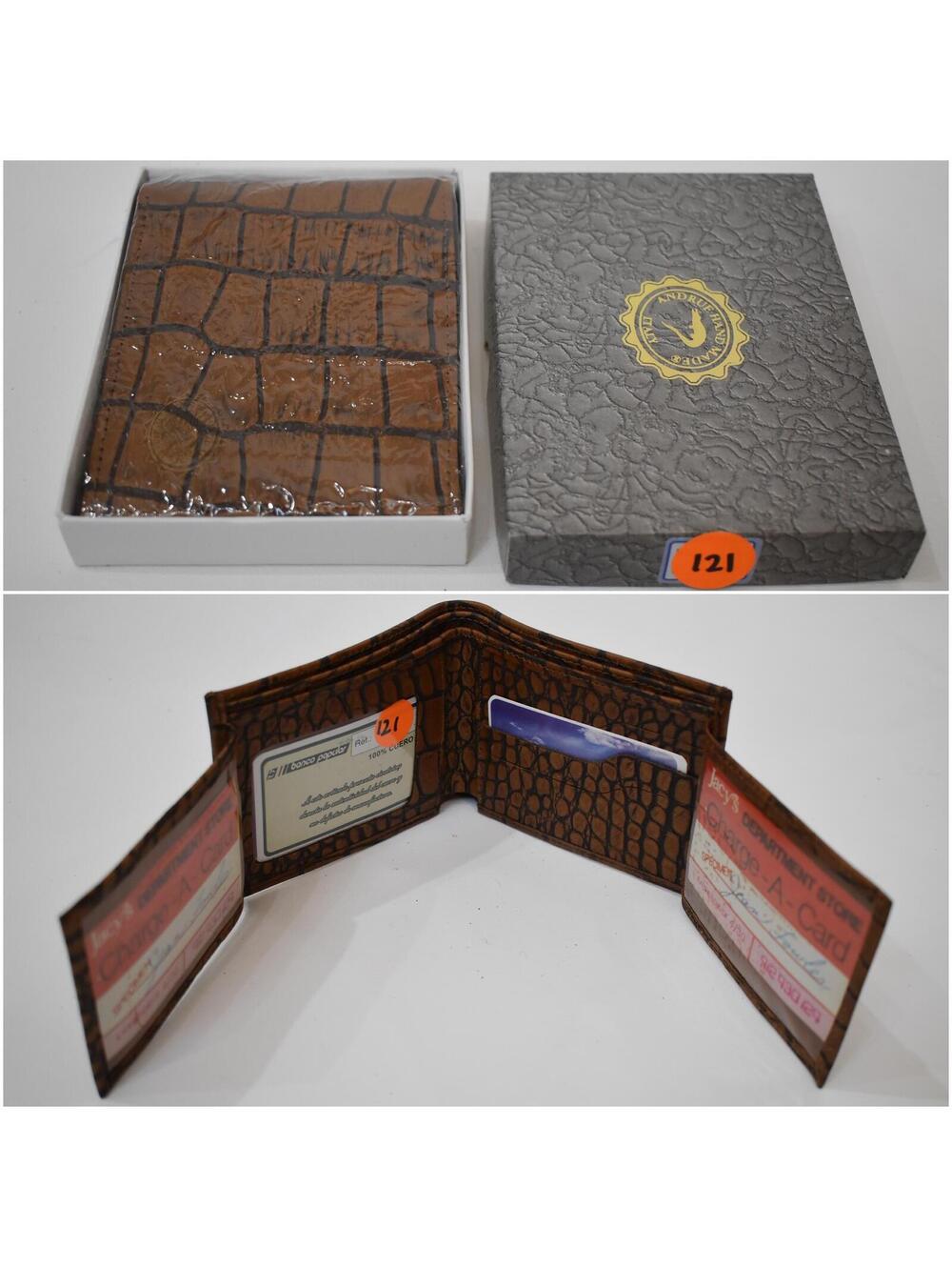 Andrue Handmade Italian Leather Crocodile Pressed Men Male Bifold Wallet 121